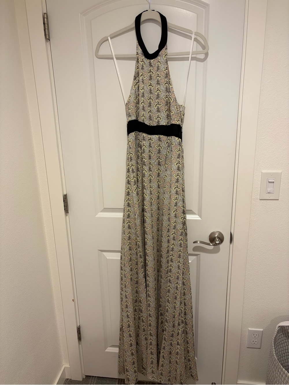 rag & bone Neutral Snake-Print Halter Maxi Dress with Black Trim